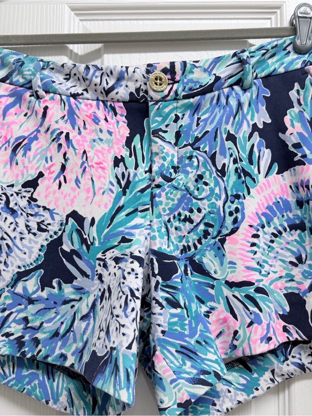 Lilly Pulitzer Navy Floral Print Skort with Aqua & Pink Accents
